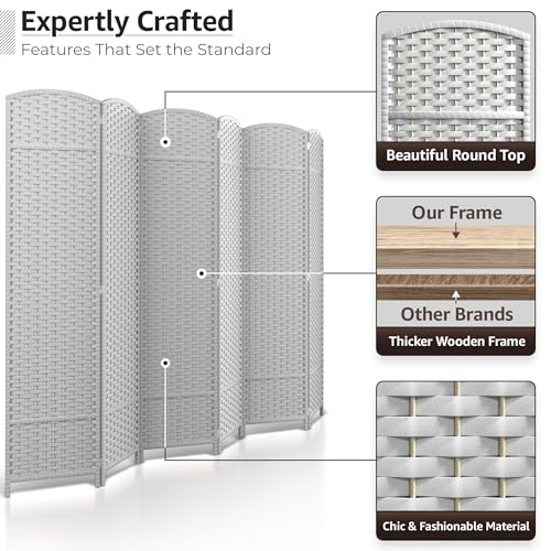 Sorbus 8-Panel Black Room Divider, 6 ft Tall Folding Privacy Screen T242