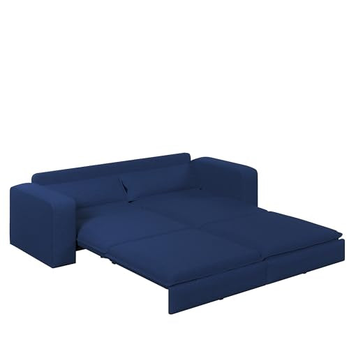 93" King Pull Out Sofa Bed with 2 Pillows, Blue Q21489