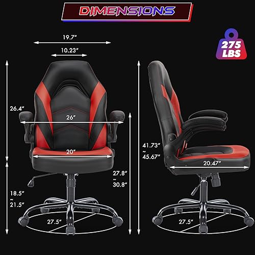 Sweetcrispy Ergonomic Gaming Desk Chair with Flip-up Armrest, Black Blue C253