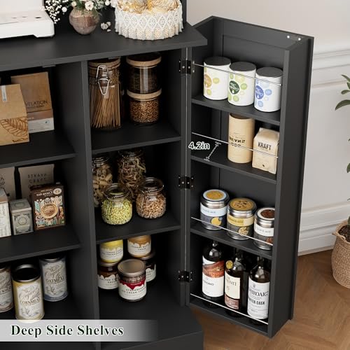 HOSTACK 71'' Tall Pantry Cabinet with Microwave Stand, White L896300