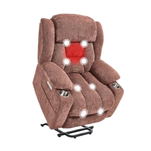 FLEXISPOT XL31 Power Lift Recliner Chair for Elderly, Electric Massage & Heat, PU Leather, Black C786106