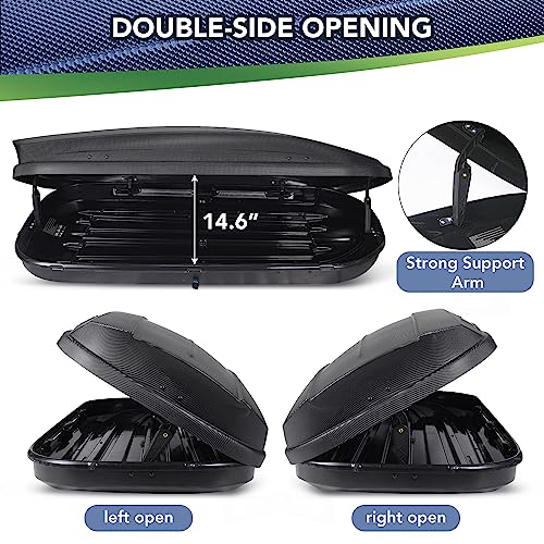 Rooftop Cargo Box Carrier, Dual-Side Opening, 165Lbs Capacity, Hard-Shell, Black G558