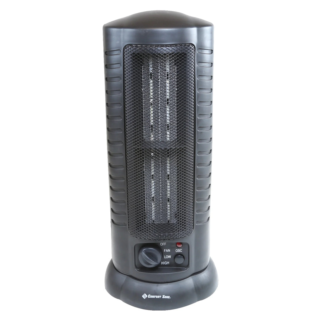Comfort Zone 1500W Oscillating Ceramic Tower Heater, Black I73981