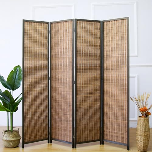Bamboo Room Divider 6 Panel Folding Screen 67"H x 92.1"W X2437