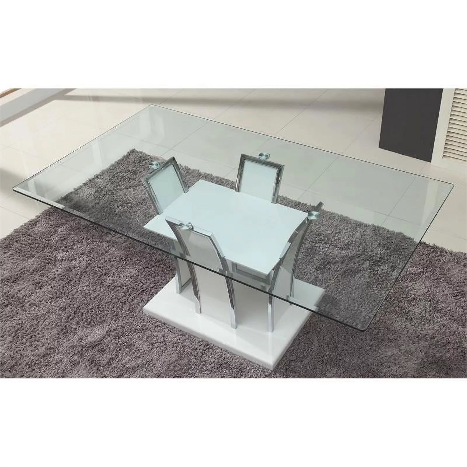 Furniture of America Valery Glass Top Dining Table White Y3586