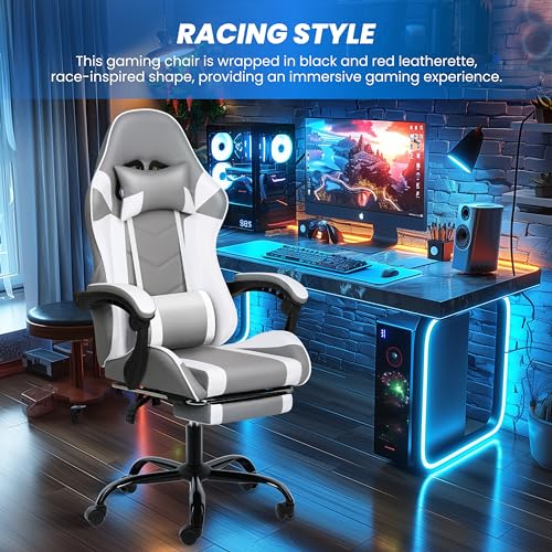 Gaming Chair with Footrest, Lumbar Support, Red/Black M9231