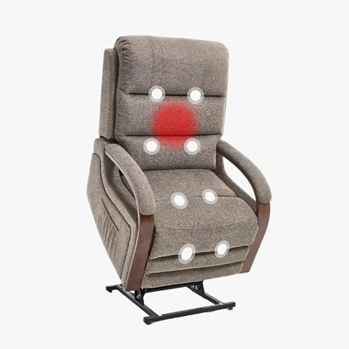 FLEXISPOT XL31 Power Lift Recliner Chair for Elderly, Electric Massage & Heat, PU Leather, Black C786106
