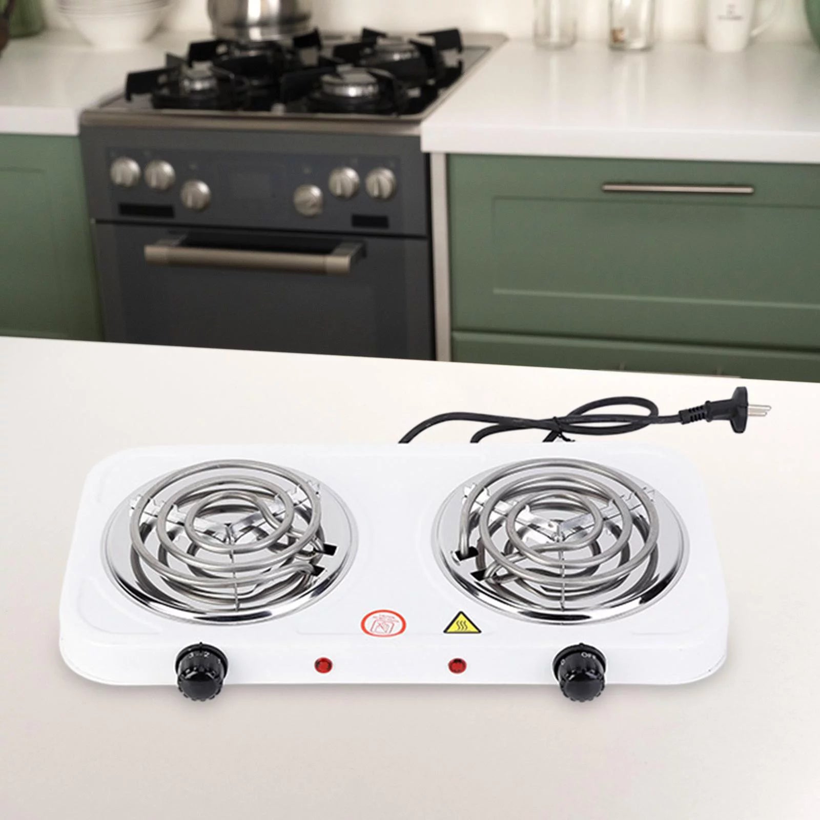 Double Burner Cooktop Compact Electric with Power Indicator Lights P551