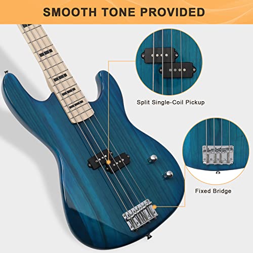 GLARRY GP Series Full Size Electric Bass Guitar 4 String Beginner Kit White V3757