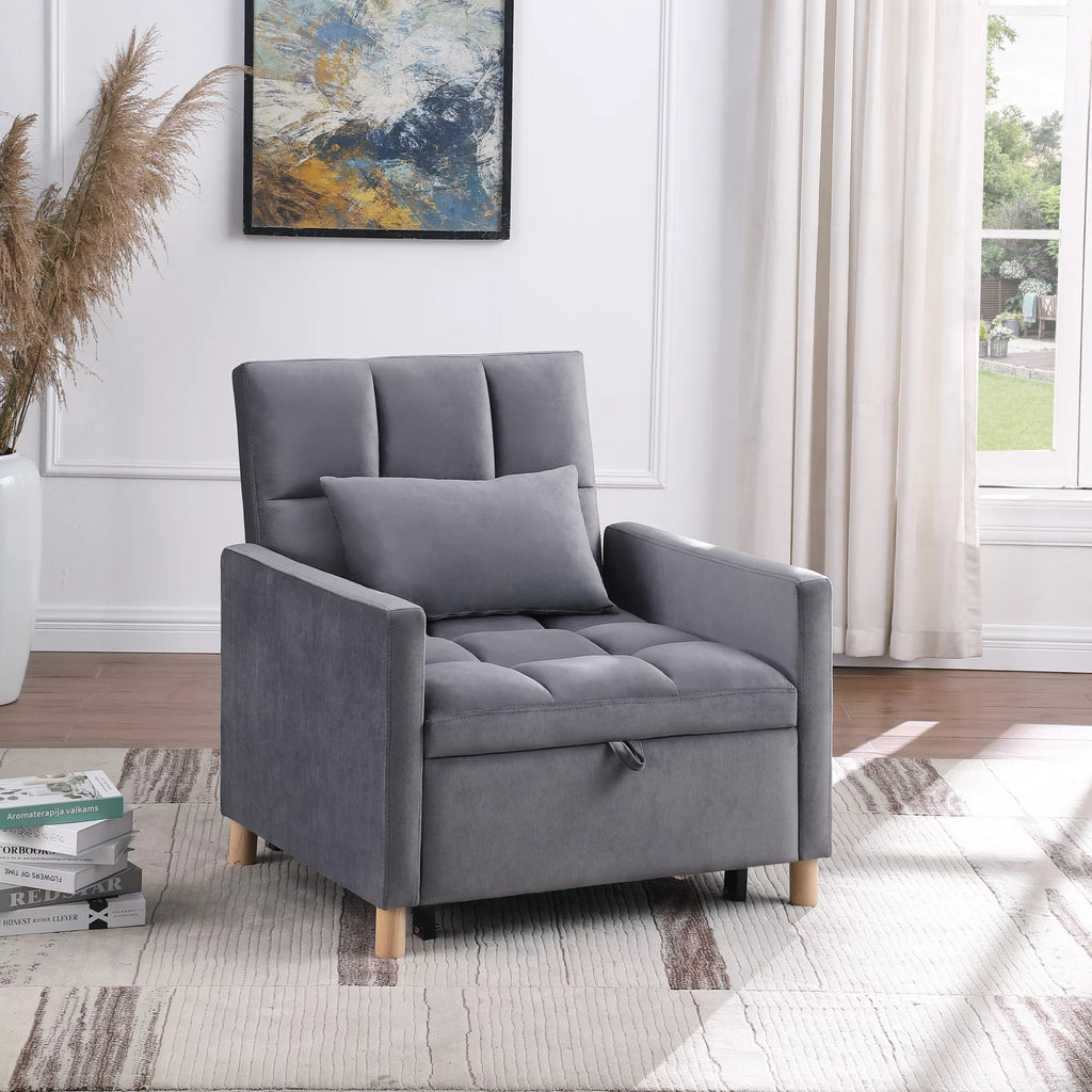 Holaki Convertible Sleeper Sofa Chair Bed with Pillow, Velvet, for Living Room M997