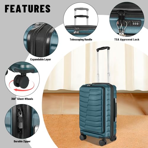 Lightweight 3-Piece Hardshell Luggage Set with Spinner Wheels & TSA Lock, Light Avocado Green B502471