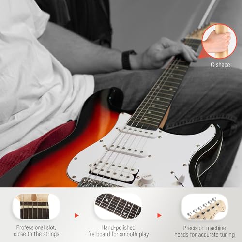 Donner DST-100B 39 Inch Electric Guitar Beginner Kit with Amplifier and Accessories W342