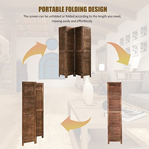 Wooden Room Divider 4 Panels Freestanding Partition for Home Office D5037