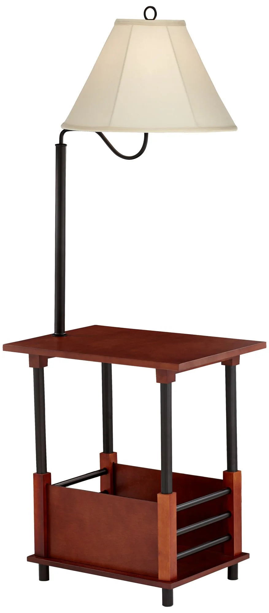 Regency Hill Marville Mission Rustic Farmhouse Floor Lamp with End Table, 55" Tall N1715