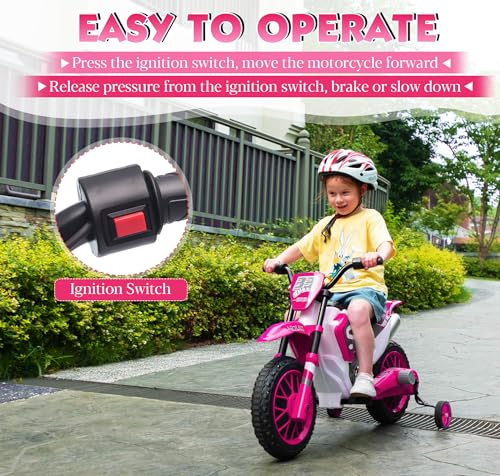 TOBBI Kids 12V Electric Ride-On Motorcycle Dirt Bike for Toddlers, Blue E552