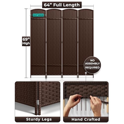 Sorbus 8-Panel Black Room Divider, 6 ft Tall Folding Privacy Screen T242