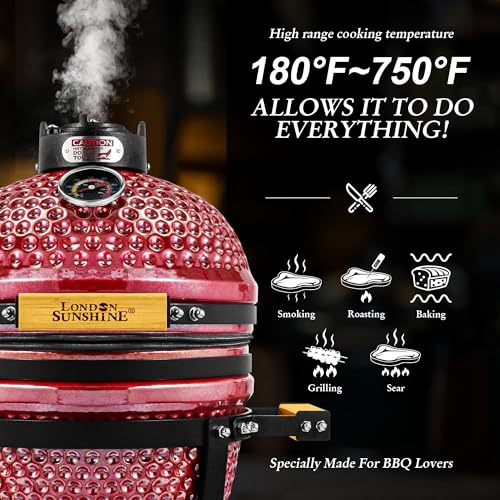 Ceramic BBQ Charcoal Kamado Grill 13 Inch Portable Tabletop Red Y244