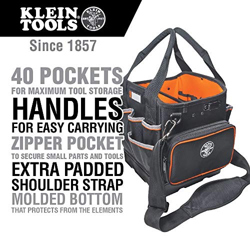 Klein Tools 55419SP-14 Tool Bag with Shoulder Strap, 14 Pockets O8402