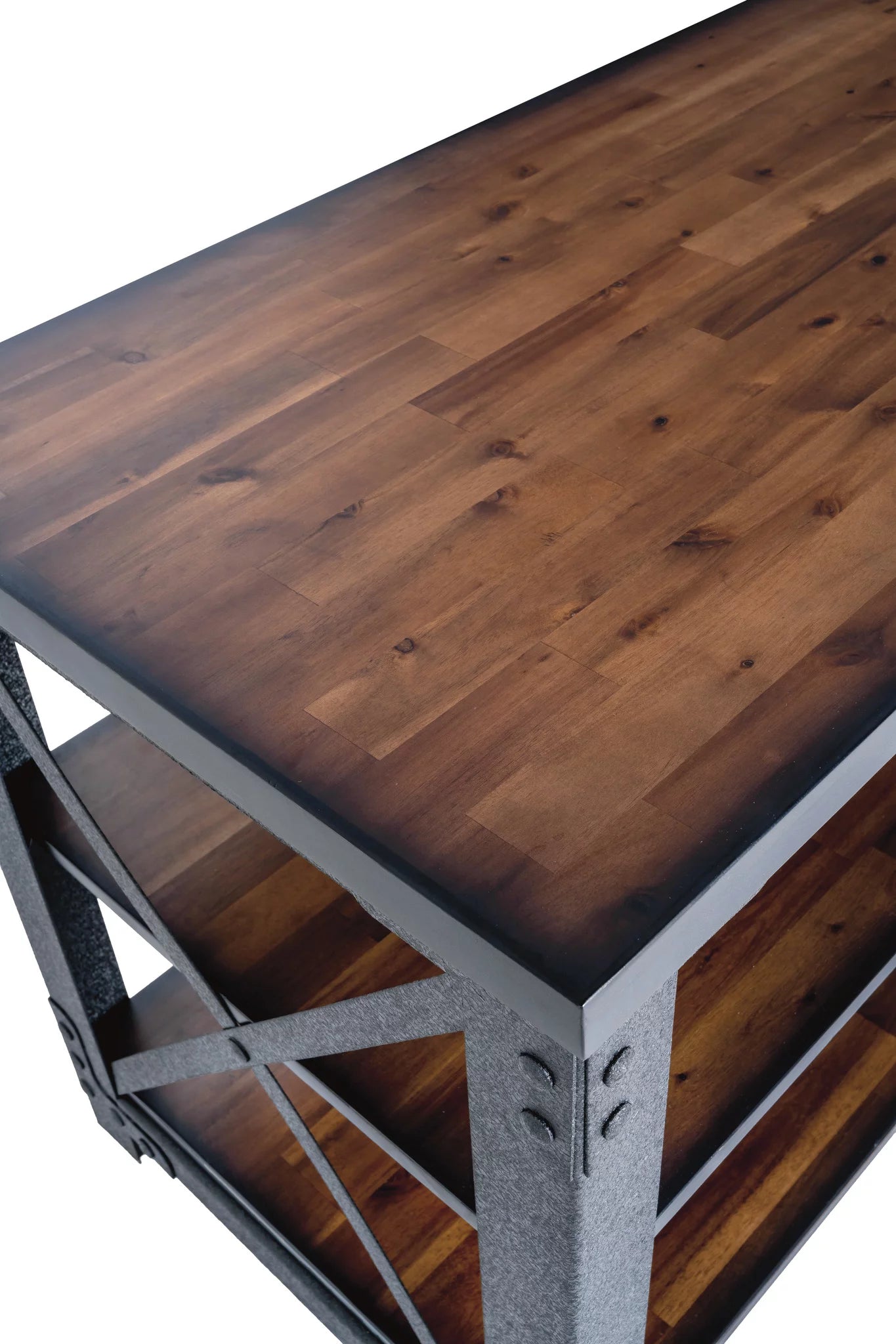 Duramax Weston 72" Industrial Metal & Wood Desk with Shelves D301184
