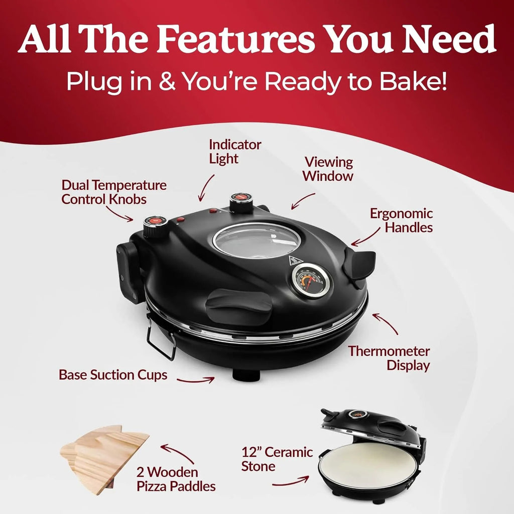 Piezano Pizza Oven by Granitestone Electric Indoor Portable 12 Inch Countertop N321671
