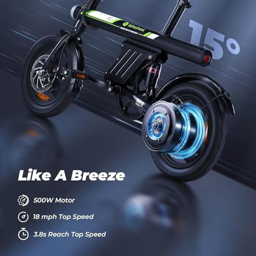 isinwheel U1 Folding Electric Bike, 500W Motor, 20 mph, Black O499
