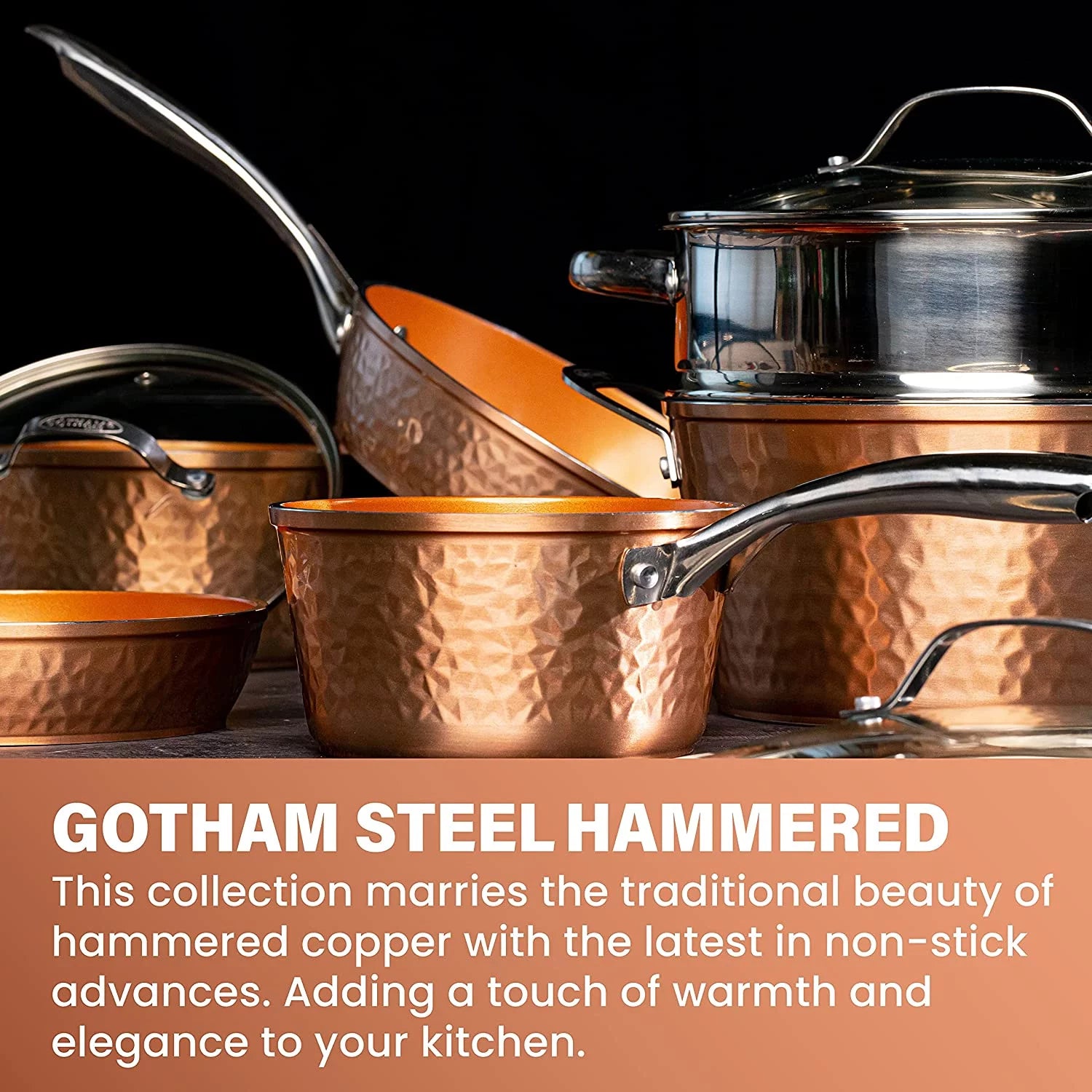 Gotham Steel Hammered Copper 20-Piece Cookware & Bakeware Set U8093