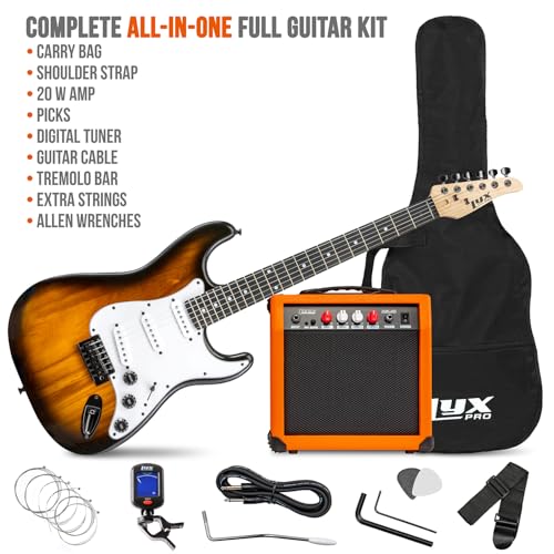 LyxPro Electric Guitar 39" Beginner Starter Kit with 20W Amp, Black B69338