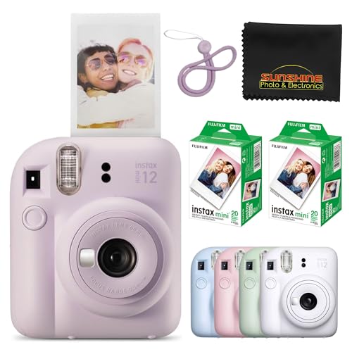 Fujifilm Instax Mini 12 Instant Camera Pastel Blue with 40 Sheets Film Bundle R3418