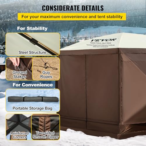 VEVOR Pop Up Gazebo Screen Tent 10x10ft with Mosquito Netting B21209
