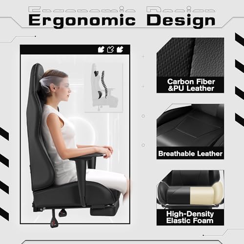 Homall Gaming Chair with Footrest and Massage Lumbar Support, Black T748