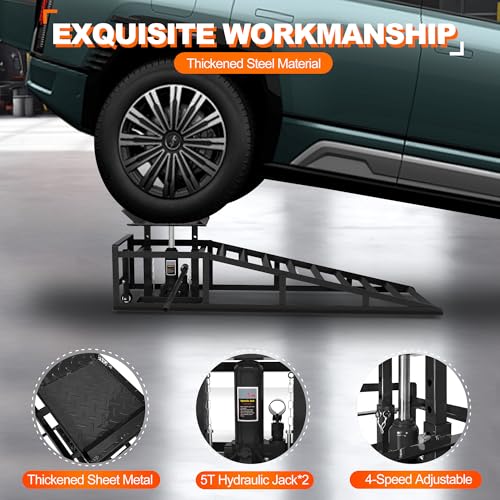 2 Pack Hydraulic Car Ramps 11050LBS High Lift 9"-14.2" Heavy Duty Steel M6524