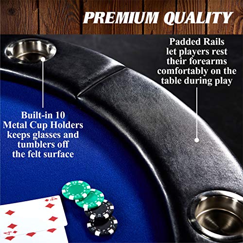 Barrington Folding Poker Table with Padded Rail and Felt Playing Surface D15193