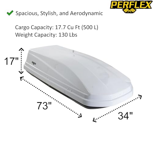 Perflex Exclusive Rooftop Cargo Box Carrier Large 17.7 cu ft, Dual Side Opening, White L7207