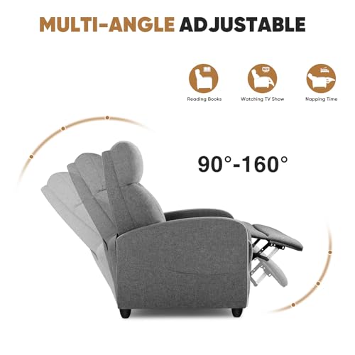 DUMOS Recliner Chair for Adults, Massage, Adjustable, Grey Linen N58266