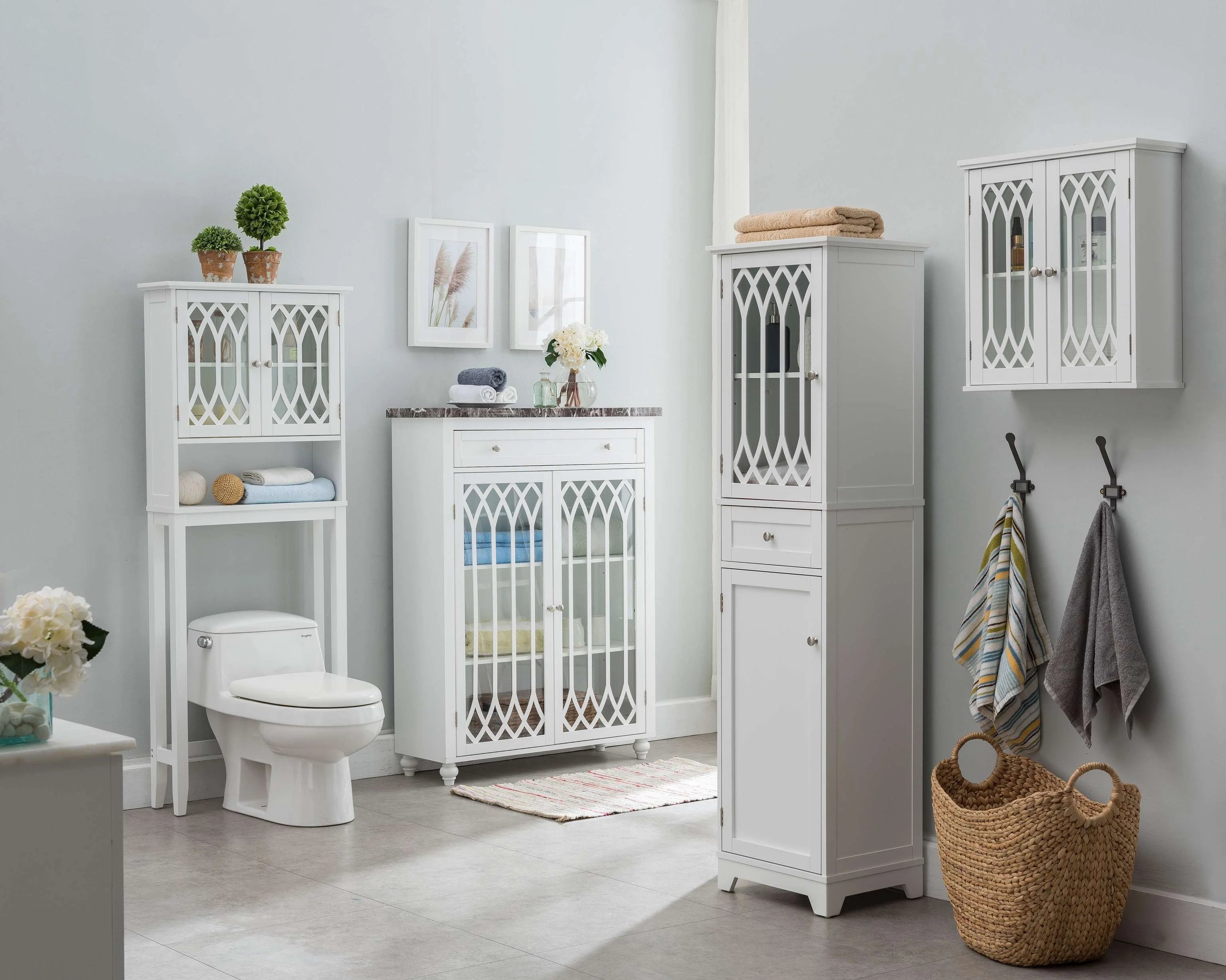 Kings Brand Furniture Over the Toilet Bathroom Storage Cabinet, White W5842