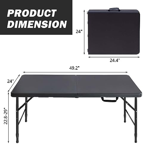Portable Plastic Folding Table 4ft Heavy Duty Indoor Outdoor Y145657