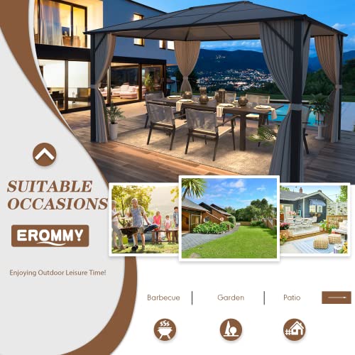 EROMMY 10' x 12' Hardtop Gazebo with Aluminum Frame and Double Roof Q573