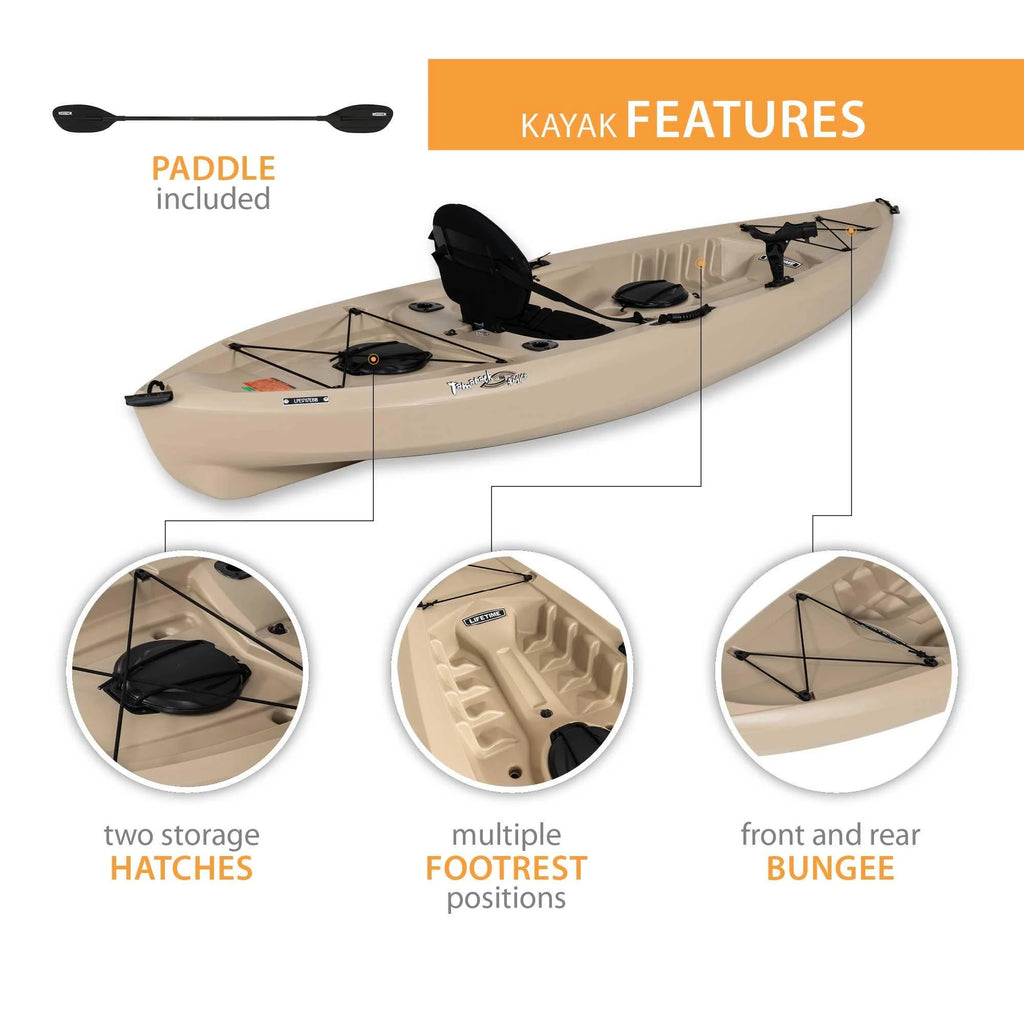Lifetime Tamarack Angler 100 Fishing Kayak 2-Pack with Paddles, Tan Z2448