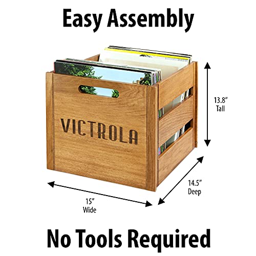 Victrola Wooden Record Crate Tabletop Vinyl Album Holder, Espresso P572466