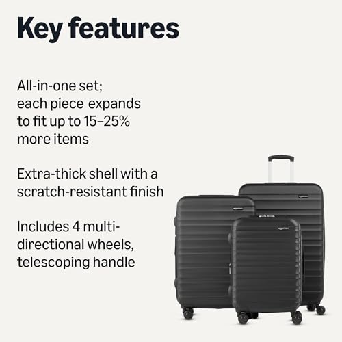 Amazon Basics 21" Hardside Carry-On Luggage with Wheels, Expandable, Black L489