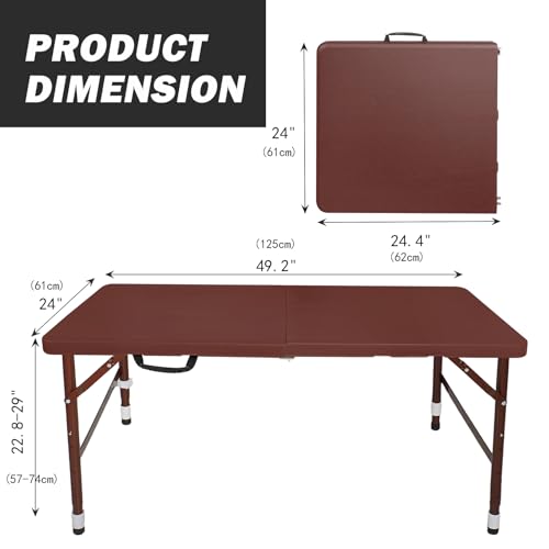 Portable Plastic Folding Table 4ft Heavy Duty Indoor Outdoor Y145657