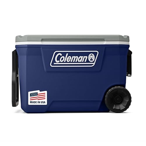 Coleman Classic Series Insulated Rolling Cooler, 65-Quart, Leak-Resistant F832