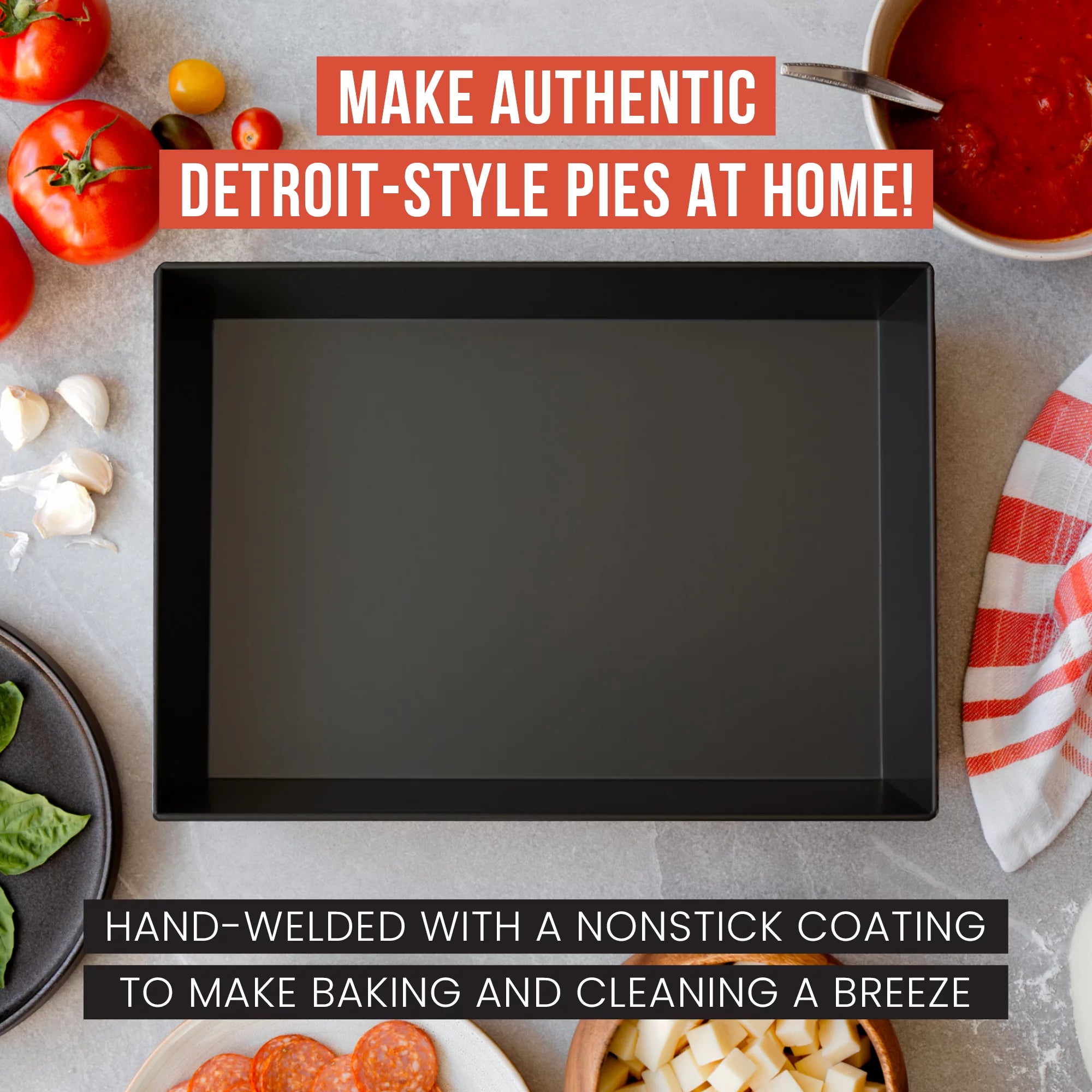 Chef Pomodoro Detroit Style Pizza Pan, 14 x 10", Anodized Aluminum X2414