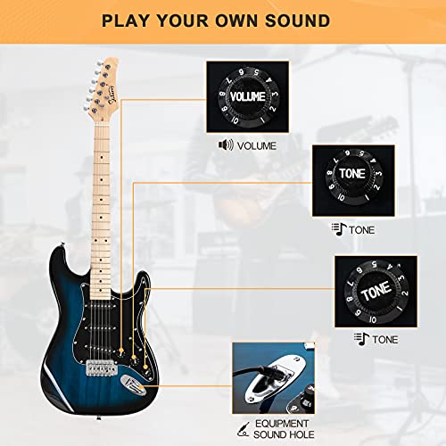 GLARRY Full Size Electric Guitar with 20W Amp and Accessories Pack (Blue) C3431