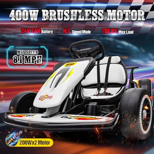 24V Electric Go Kart for Kids with 400W Motors, EVA Tires, Rose Red N76721