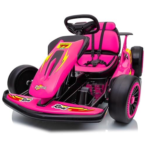 24V Electric Go Kart for Kids, 400W Drift Cart with EVA Tires, Red Y5542
