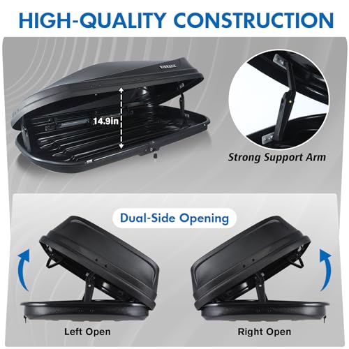 Heavy Duty Hard Shell Rooftop Cargo Box, Waterproof, 62"L x 31"W x 15"H, Diamond Black Y830591