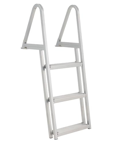 CO-Z 3 Step Removable Dock Ladder for Pontoon Boat, Aluminum Swim Ladder with Nonslip Tread O80708