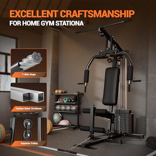 Multifunctional Home Gym Machine with Weight Stack and Pulley System M694