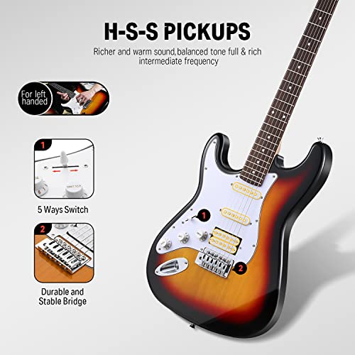 Donner DST-100B 39 Inch Electric Guitar Beginner Kit with Amplifier and Accessories W342